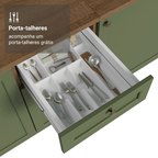 Balcão de Cozinha 40 cm 3 Gavetas (Sem Tampo) Rustic/Verde Vik Madesa