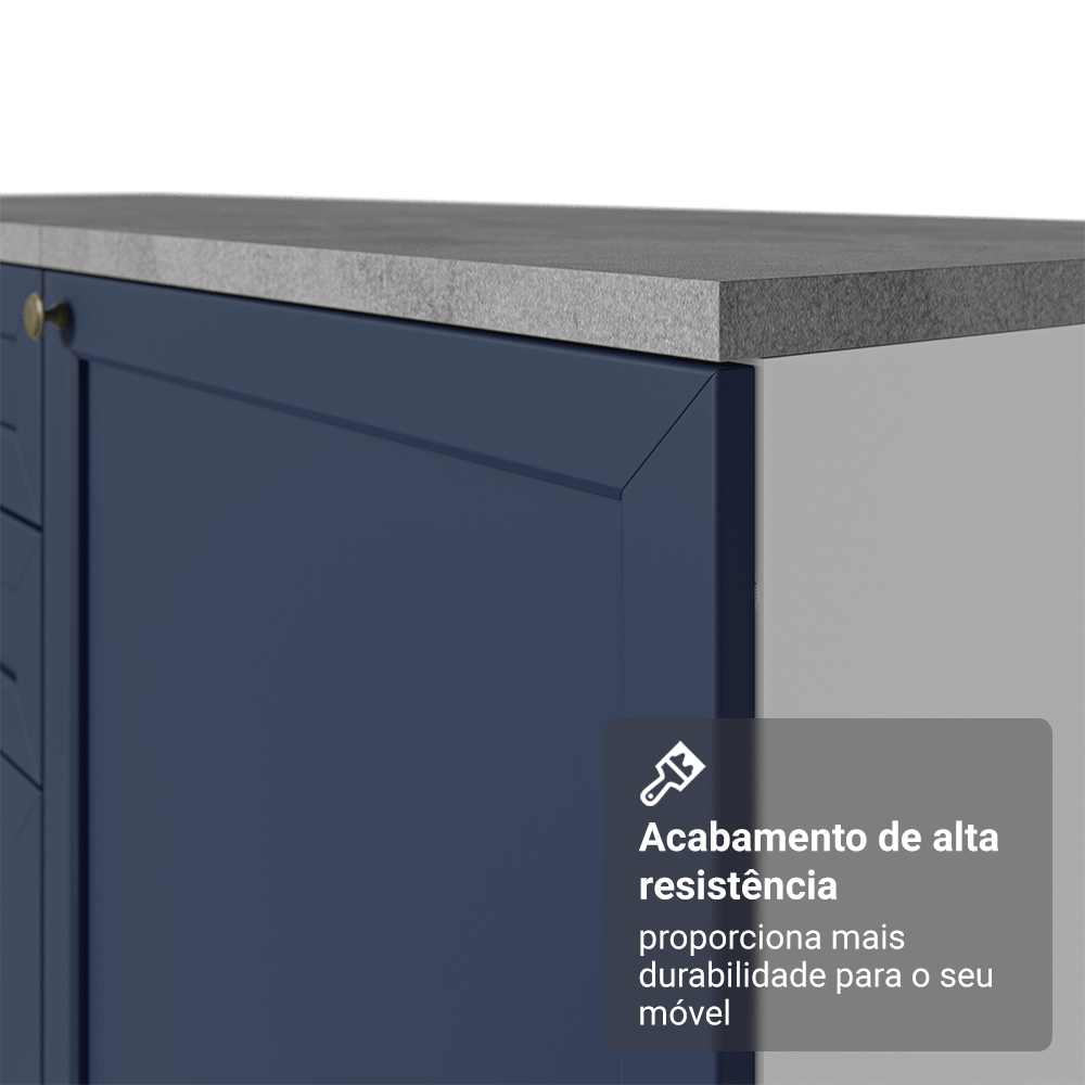 Balcão de Cozinha 60 cm 1 Porta (Sem Tampo) Branco/Azul Vik Madesa