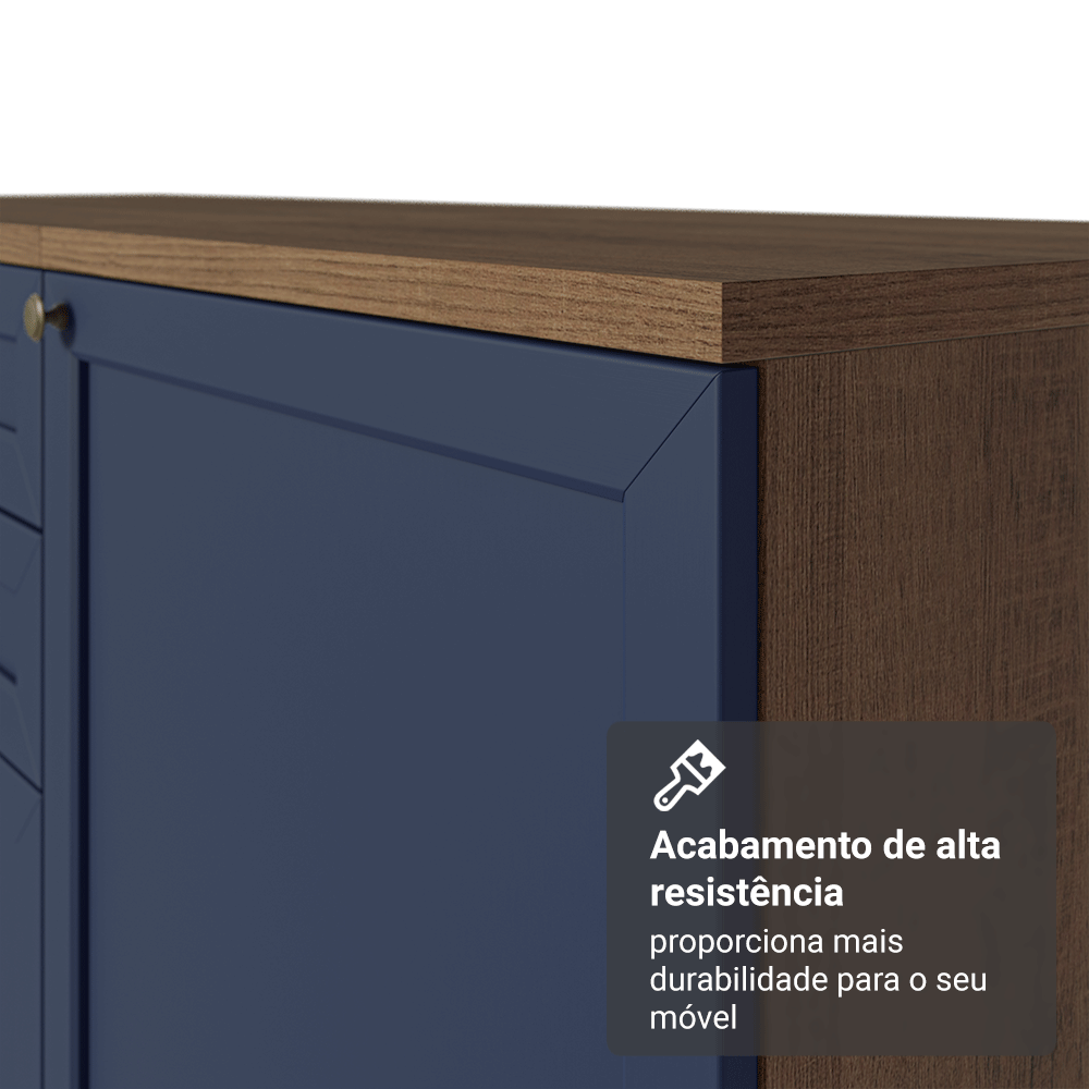 Balcão de Cozinha 60 cm 1 Porta (Sem Tampo) Rustic/Azul Vik Madesa