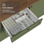 Balcão de Cozinha 60 cm 3 Gavetas (Sem Tampo) Rustic/Verde Vik Madesa