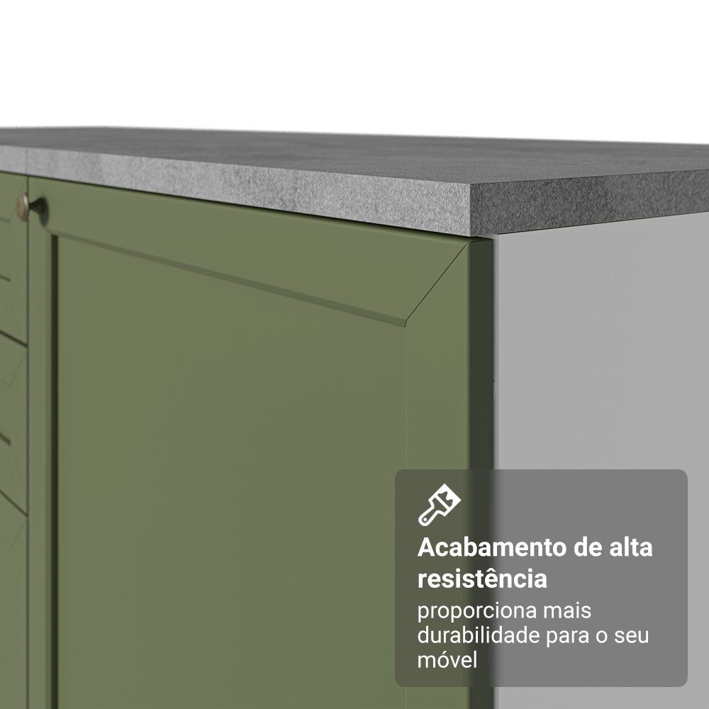 Balcão de Cozinha 70 cm 2 Portas (Sem Tampo) Branco/Verde Vik Madesa