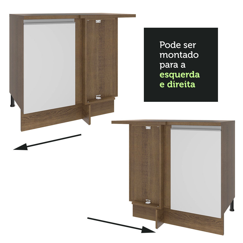 Balcão de Canto Madesa Glamy 1 Porta Rustic/Branco