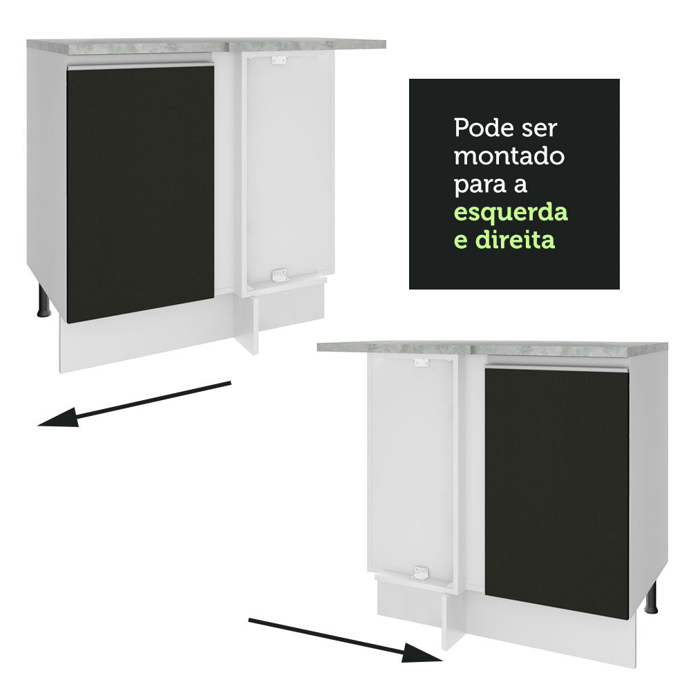 Balcão de Canto Madesa Glamy 1 Porta Branco/Preto