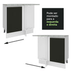 Balcão de Canto Madesa Glamy 1 Porta Branco/Preto