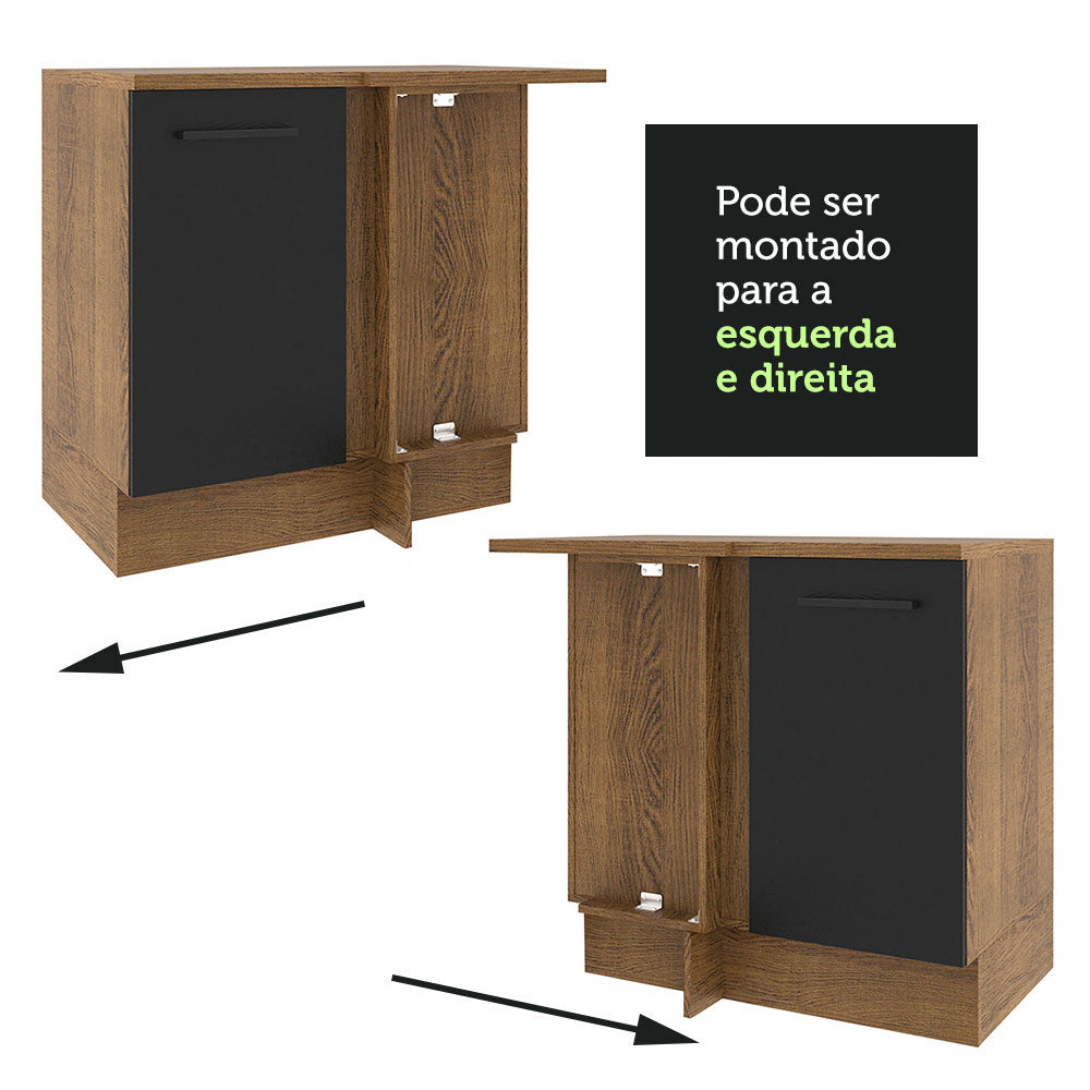 Balcão de Canto Madesa Agata 1 Porta Rustic/Preto