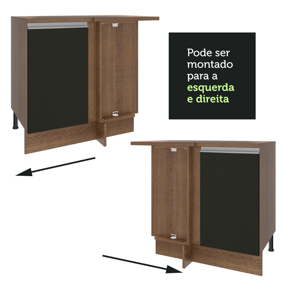 Balcão de Canto Madesa Glamy 1 Porta Rustic/Preto
