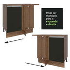Balcão de Canto Madesa Glamy 1 Porta Rustic/Preto