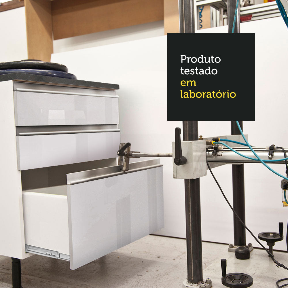 Balcão Madesa Acordes 100% MDF 80 cm 2 Gavetas Frentes Branco Brilho