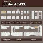 Balcão de Cozinha 80 cm 2 Gavetas Branco Tampo Rustic Agata Madesa