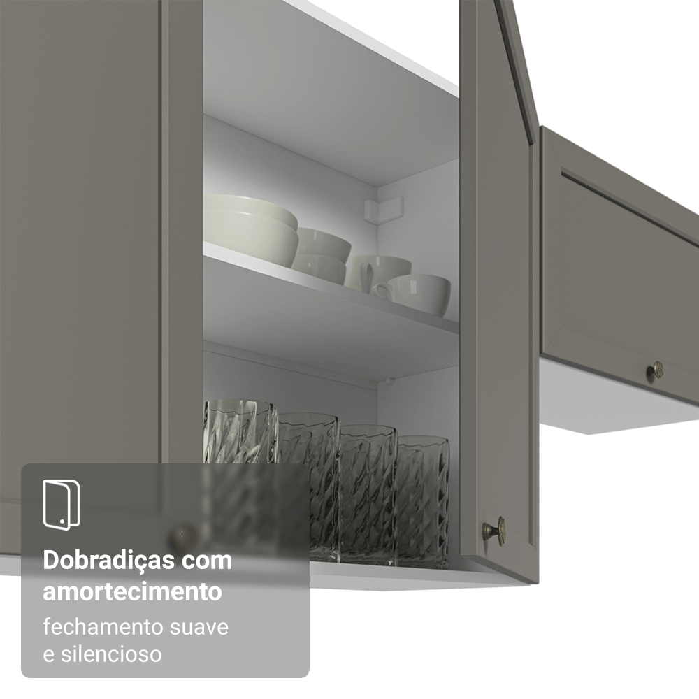 Armário Aéreo 100 cm 1 Porta Basculante Branco/Cinza Vik Madesa