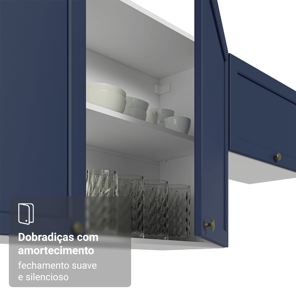 Armário Aéreo 100 cm 1 Porta Basculante Branco/Azul Vik Madesa