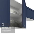 Armário Aéreo 100 cm 1 Porta Basculante Branco/Azul Vik Madesa