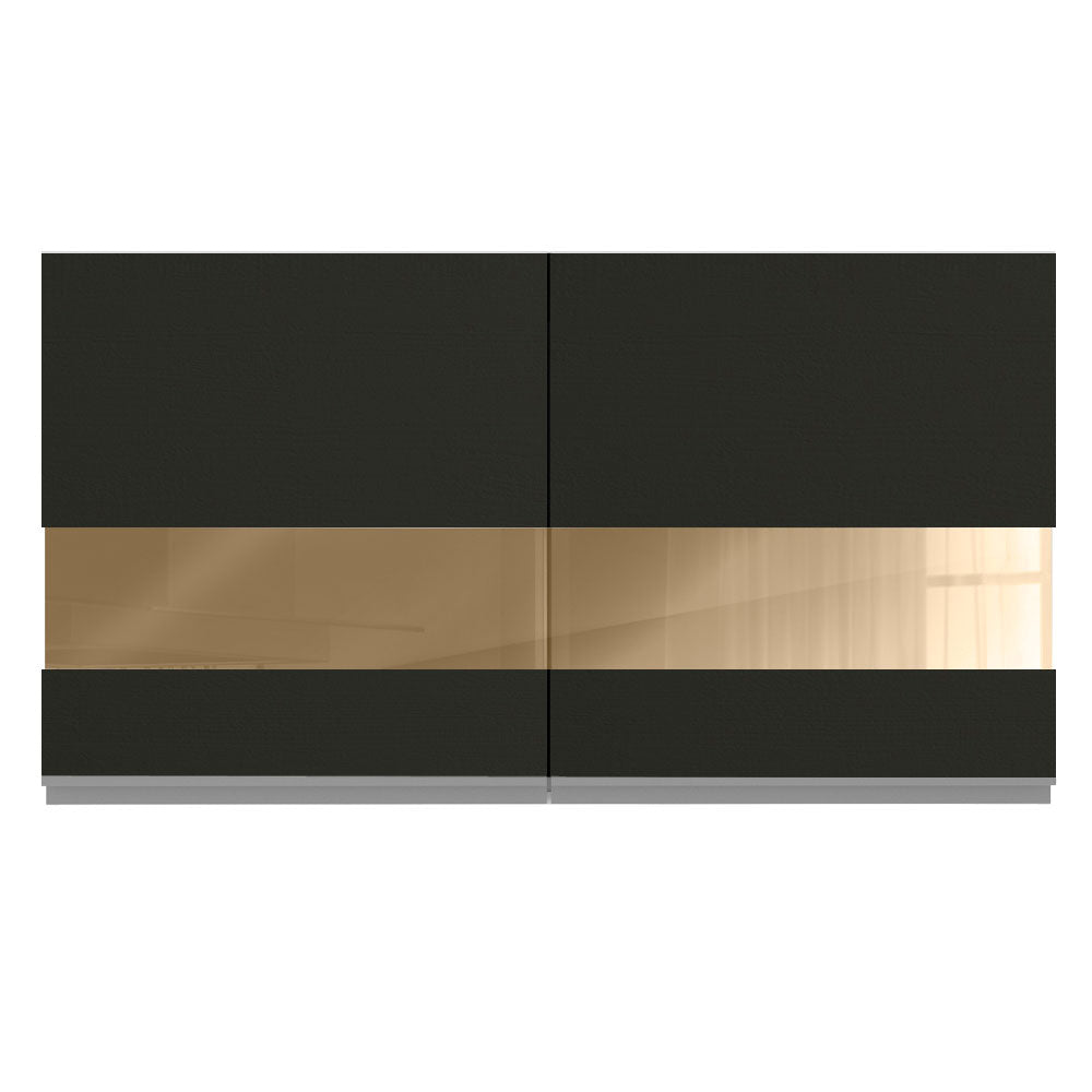 Armário Aéreo Madesa Glamy 120 cm 2 Portas com Vidro Branco/Preto