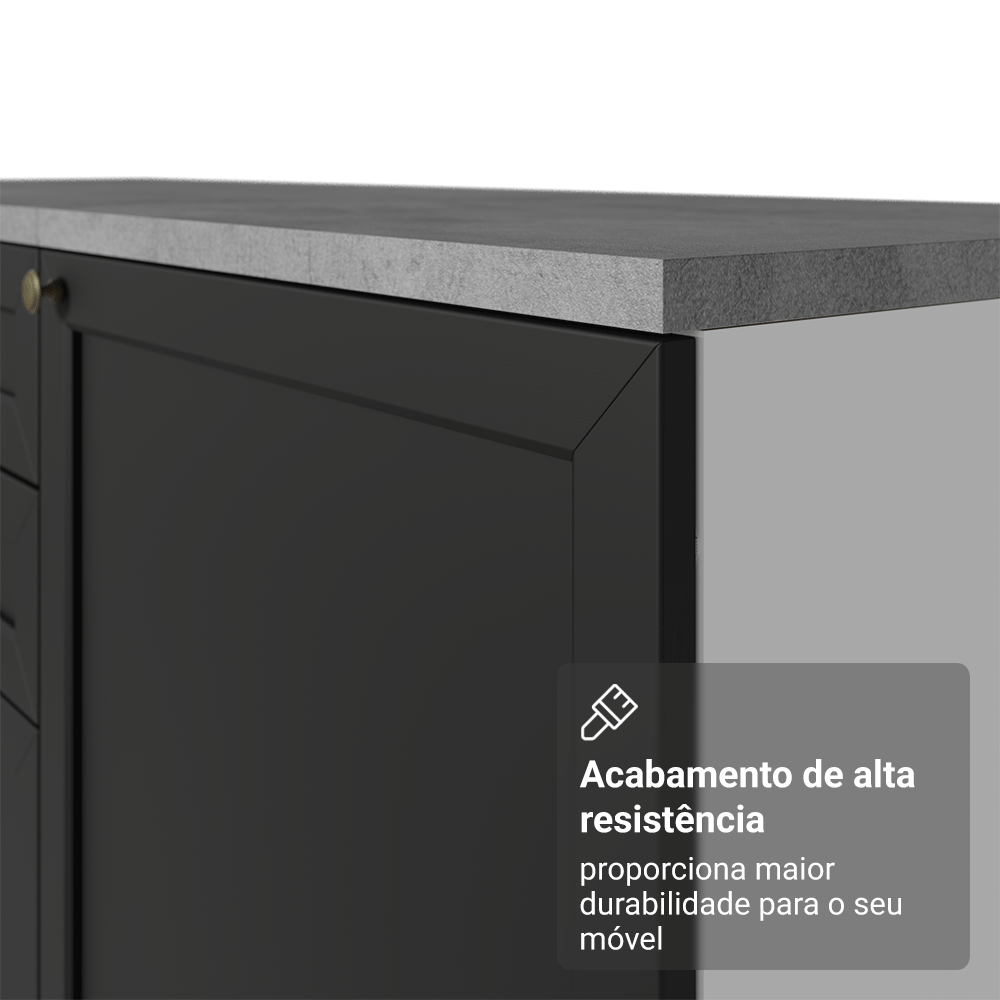 Armário Aéreo 120 cm 2 Portas Branco/Preto Vik Madesa