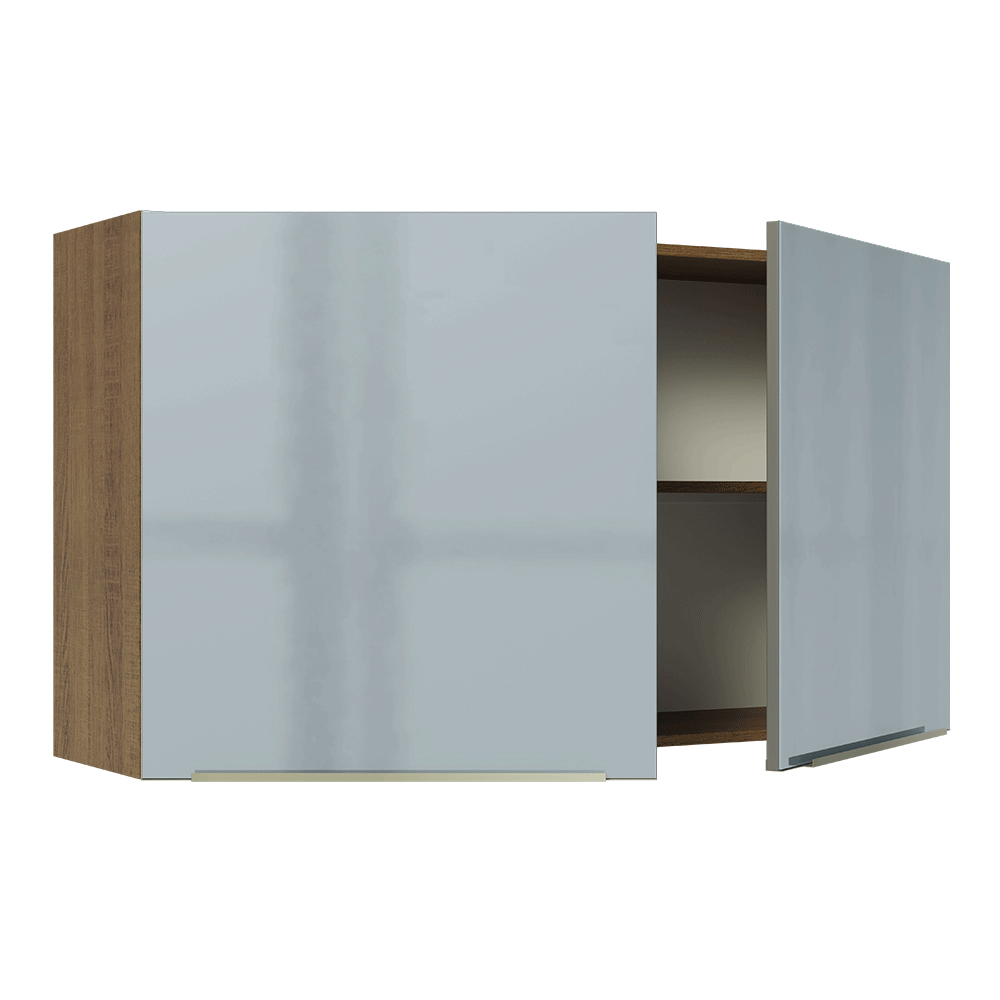 Armário Aéreo Madesa Lux 120 cm 2 Portas Rustic/Cinza