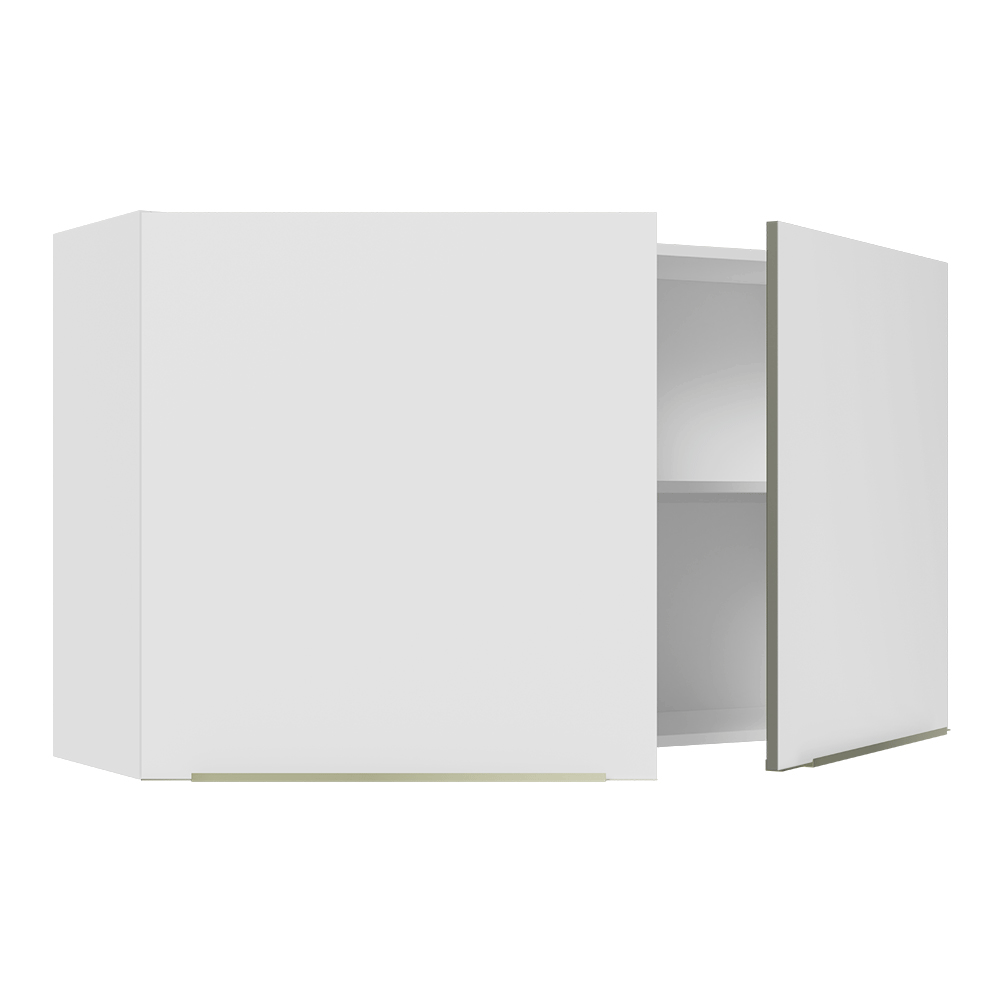 Armário Aéreo Madesa Lux 120 cm 2 Portas Branco/Branco Veludo