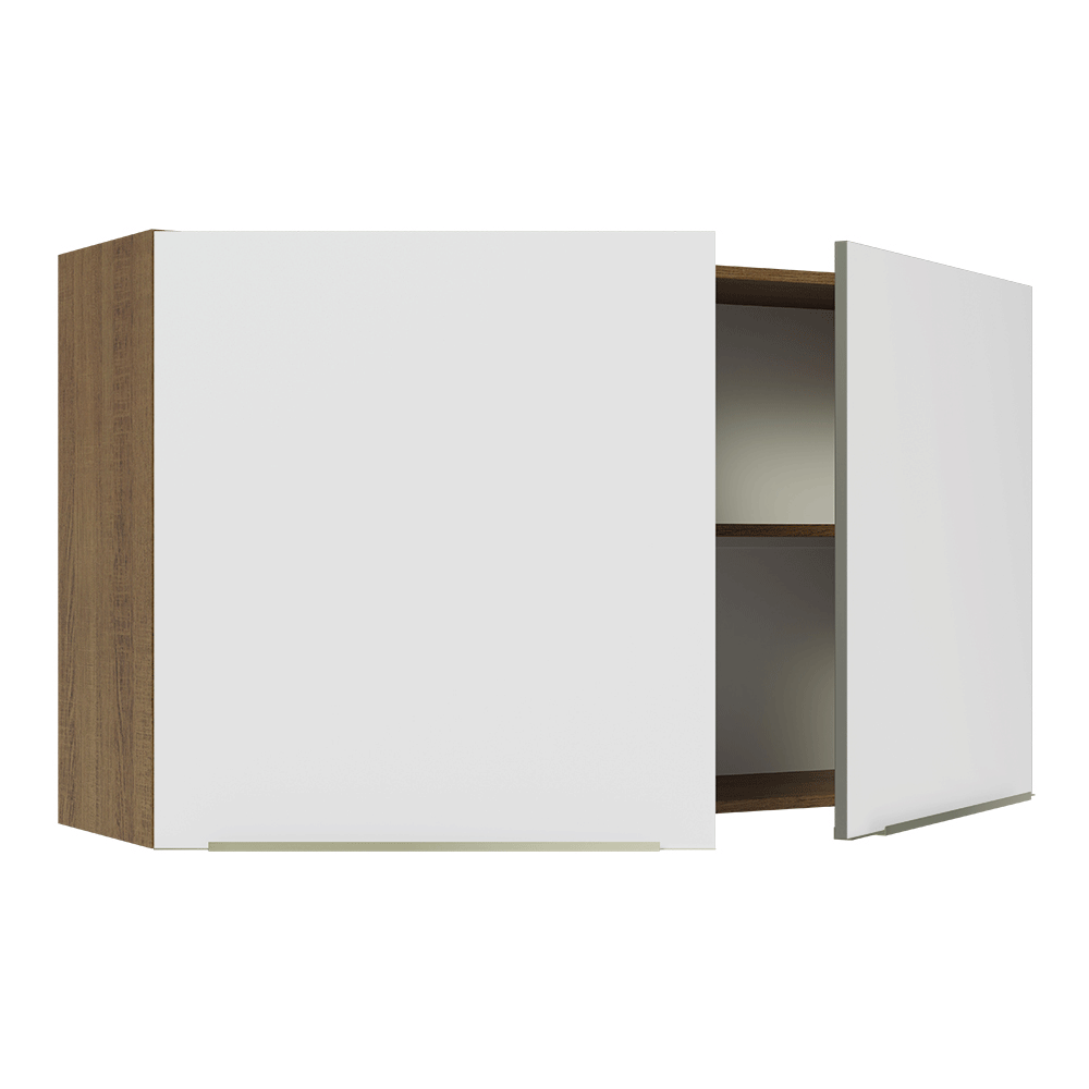 Armário Aéreo Madesa Lux 120 cm 2 Portas Rustic/Branco Veludo