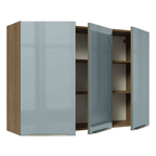 Armário Aéreo Madesa Lux 120 cm 3 Portas Rustic/Cinza