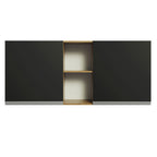 Armário Aéreo Madesa Glamy 150 cm 2 Portas e 2 Nichos Rustic/Preto