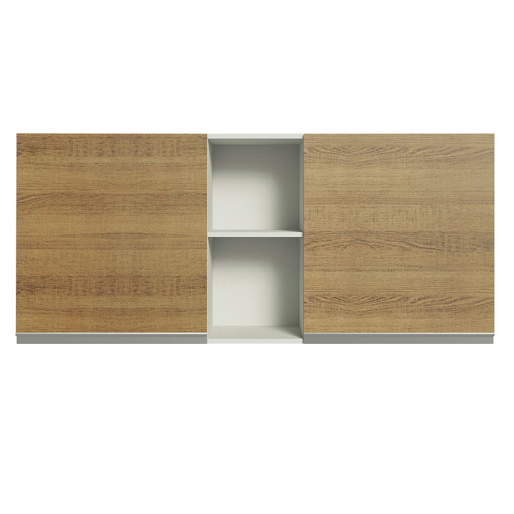 Armário Aéreo Madesa Glamy 150 cm 2 Portas e 2 Nichos Branco/Rustic