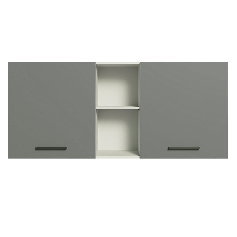Armário Aéreo Madesa Agata 150 cm 2 Portas e 2 Nichos Branco/Cinza