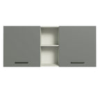 Armário Aéreo Madesa Agata 150 cm 2 Portas e 2 Nichos Branco/Cinza