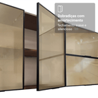 Armário Aéreo de Cozinha 1 Porta 40 cm Rustic/Preto Vidro Reflecta Bronze Vinil Madesa