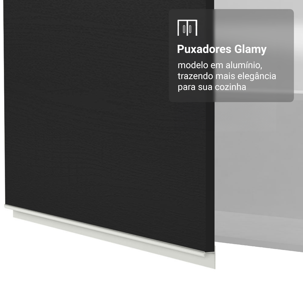 Armário Aéreo 50cm 1 Porta Branco/Preto Glamy Madesa