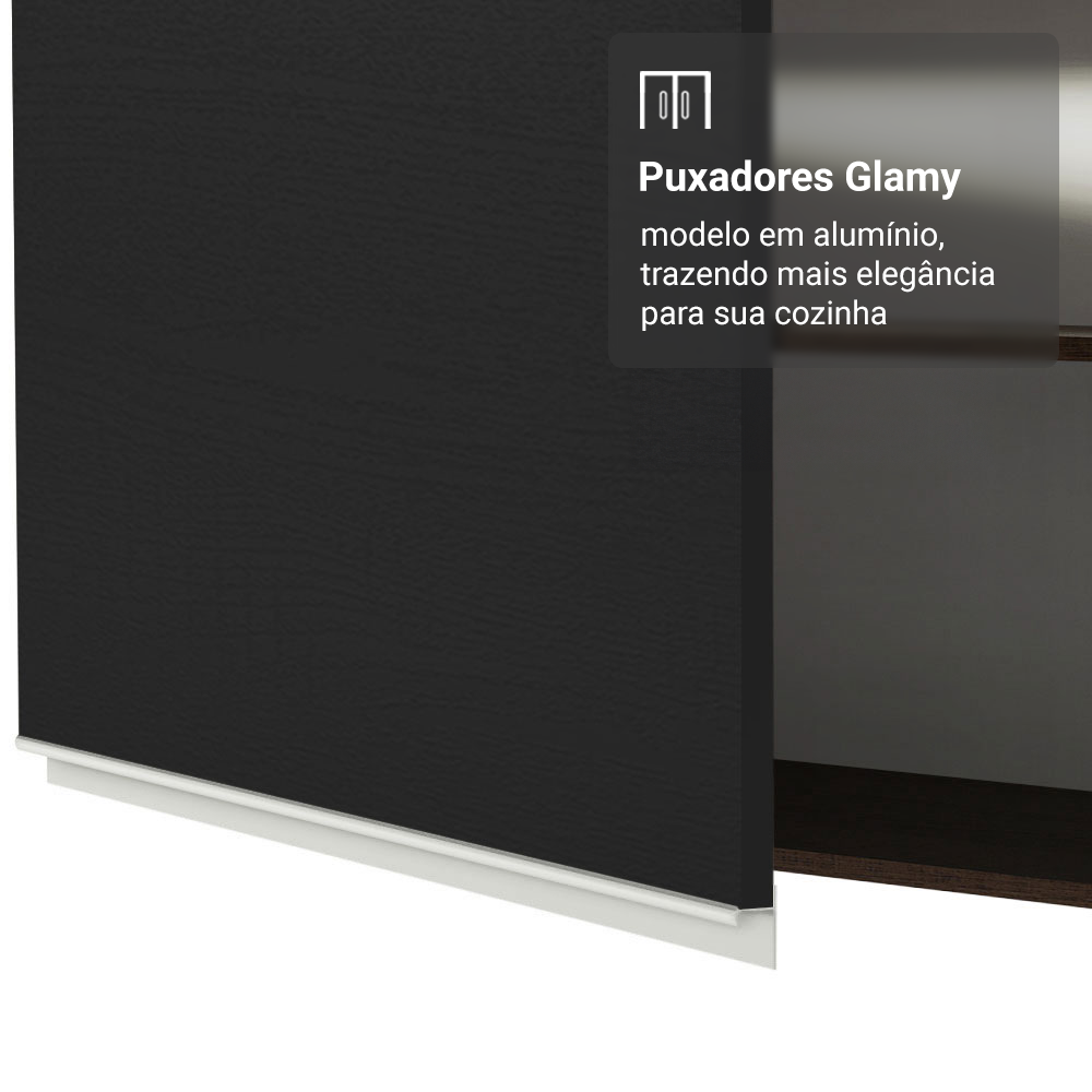 Armário Aéreo 50cm 1 Porta Rustic/Preto Glamy Madesa