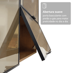 Armário Aéreo de Cozinha 1 Porta Basculante 60 cm Rustic/Preto Vidro Reflecta Bronze Vinil Madesa