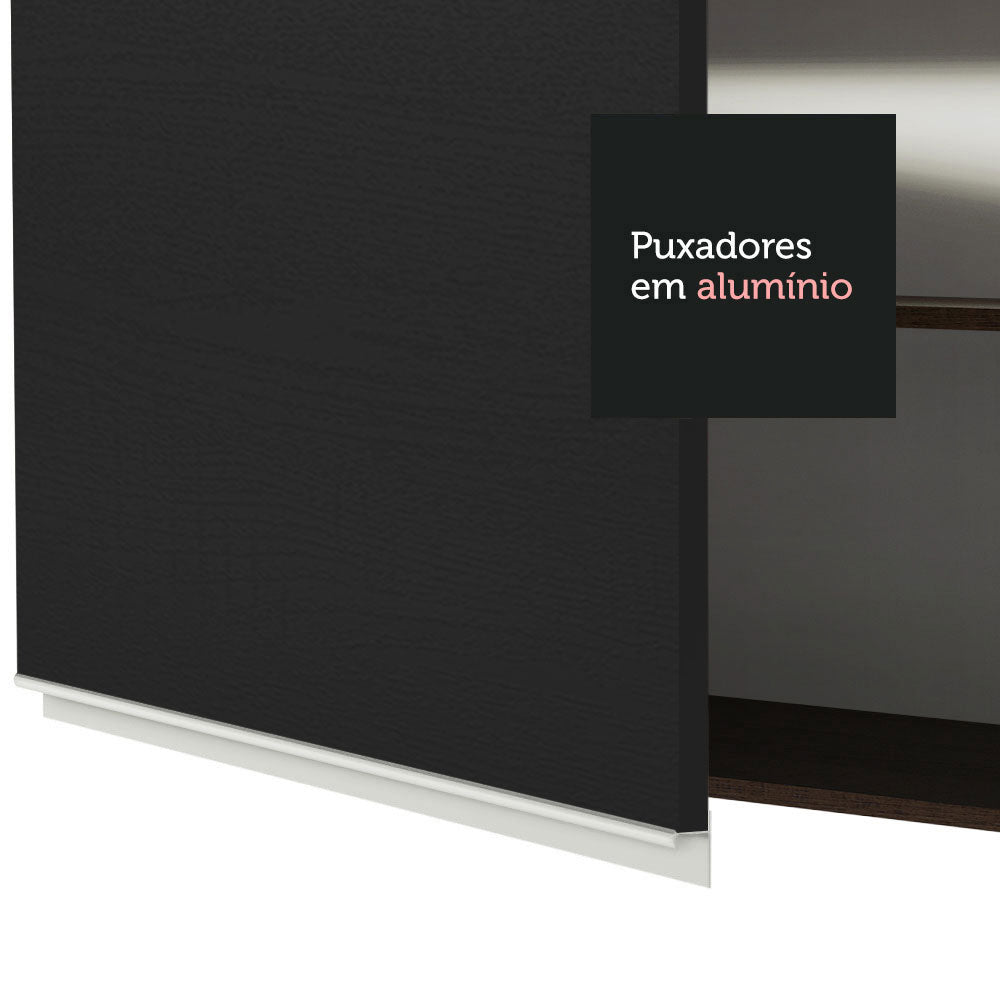 Armário Aéreo 70 cm 2 Portas Rustic/Preto Glamy Madesa