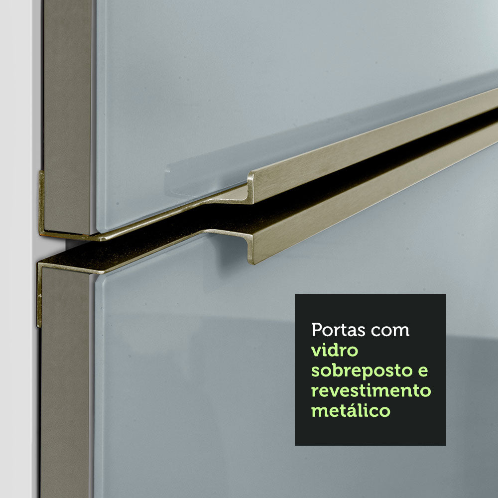 Armário Aéreo 70 cm 2 Portas Branco/Cinza Lux Madesa