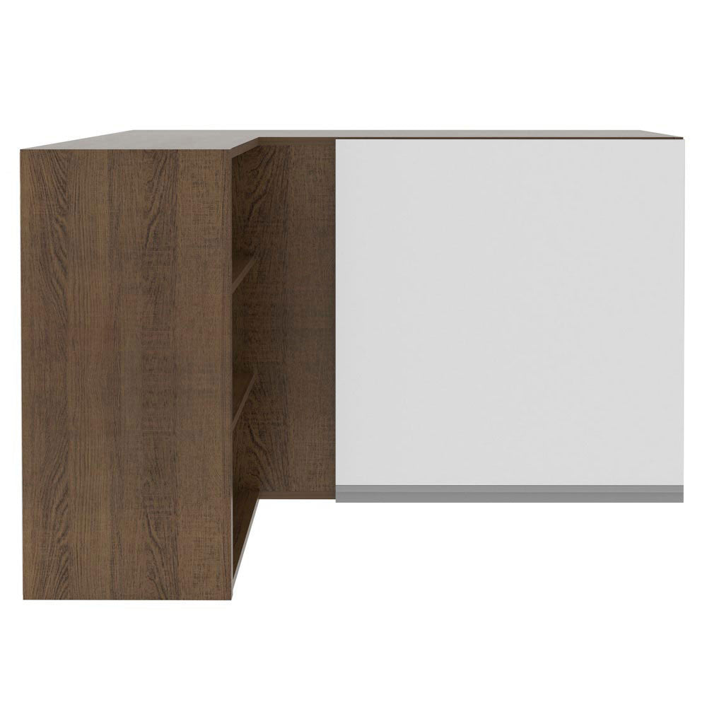 Armário Aéreo de Canto Madesa Glamy 1 Porta para linha de 60 cm de profundidade Rustic/Branco