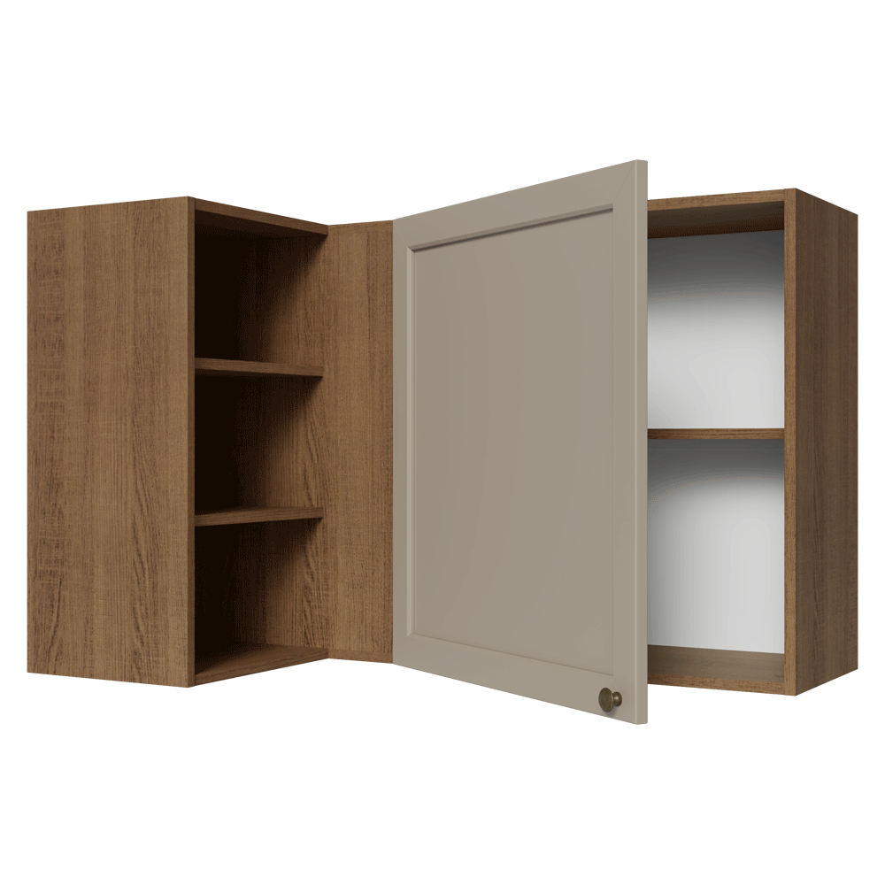 Armário Aéreo de Canto Para Linha 60 cm de Profundidade Rustic/Crema Vik Madesa