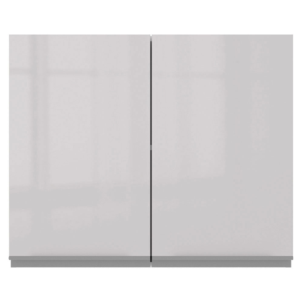 Armário Aéreo Madesa Acordes 100% MDF 80 cm 2 Portas Branco Brilho