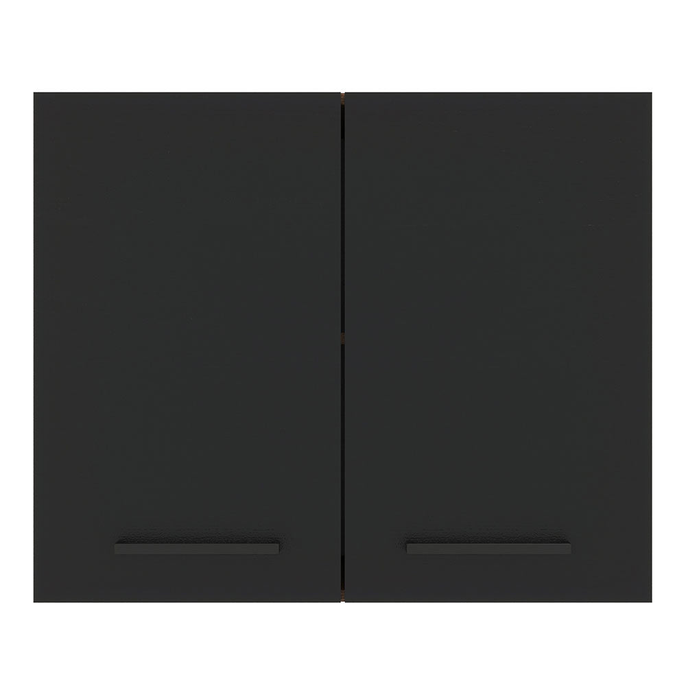 Armário Aéreo Madesa Agata 80 cm 2 Portas Rustic/Preto