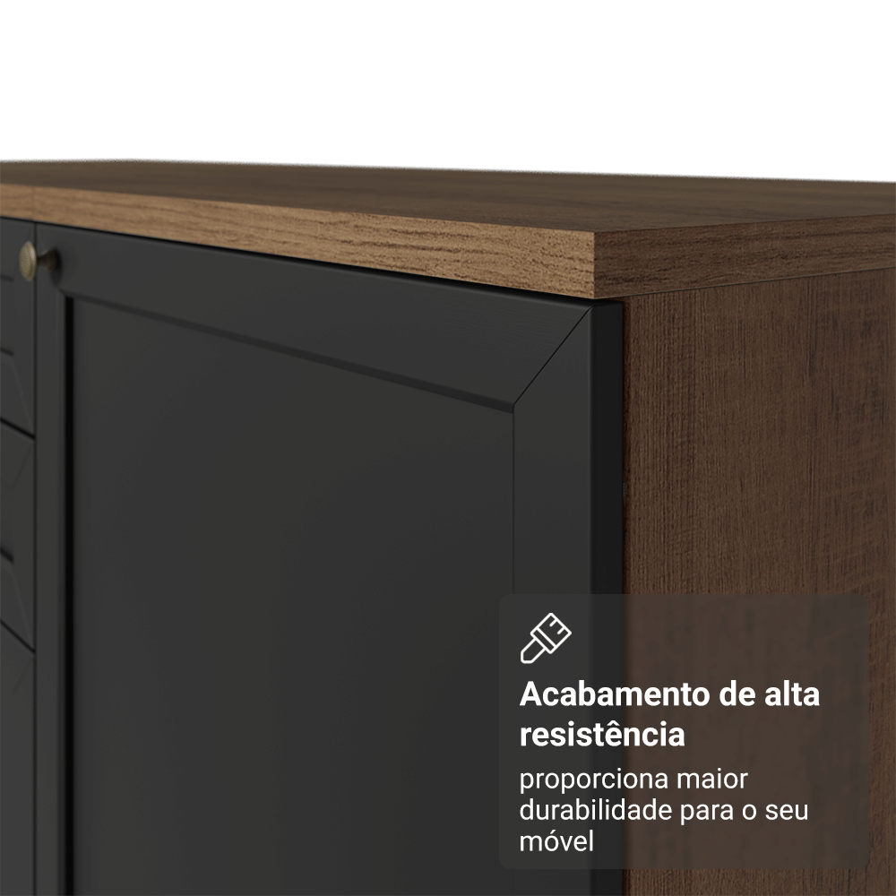 Armário Aéreo 80 cm 2 Portas Rustic/Preto Vik Madesa