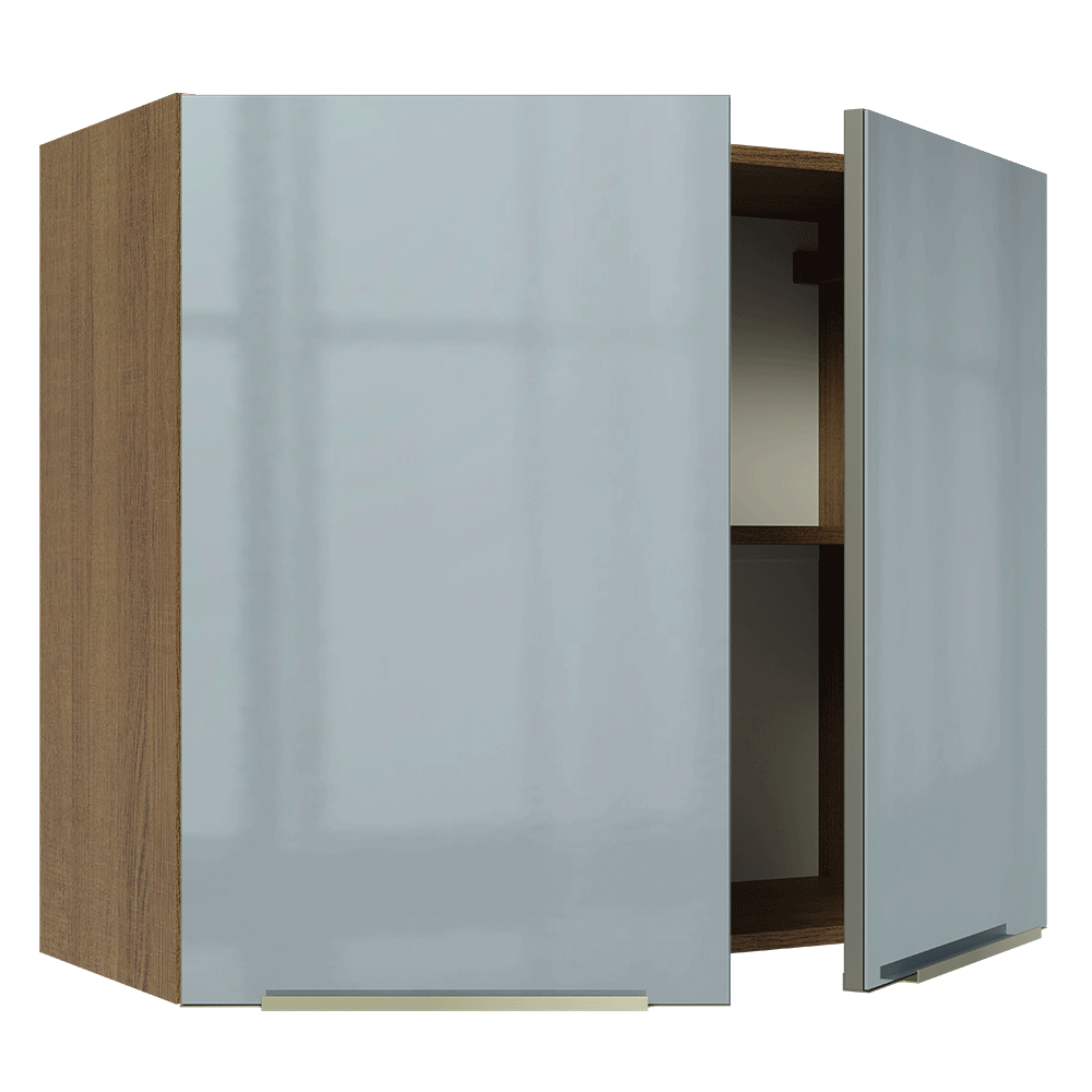 Armário Aéreo Madesa Lux 80 cm 2 Portas Rustic/Cinza