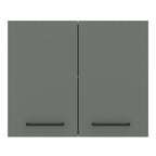 Armário Aéreo Madesa Agata 80 cm 2 Portas Branco/Cinza