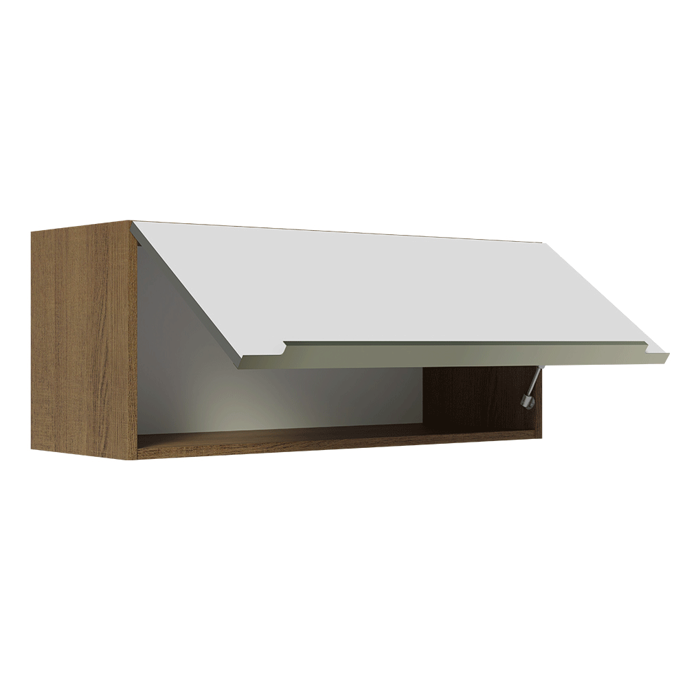 Armário Aéreo Madesa Lux 80 cm 1 Porta Basculante Rustic/Branco Veludo