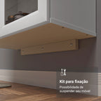 Cristaleira Suspensa 70 cm 2 Portas de Vidro Branco Madesa