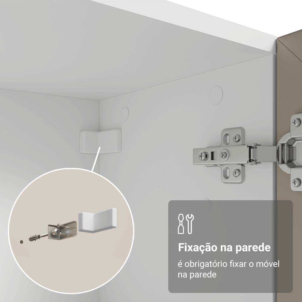 Módulo Cristaleira 70 cm 2 Portas de Vidro Branco/Crema Vik Madesa