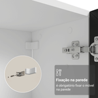 Módulo Cristaleira 70 cm 2 Portas de Vidro Branco/Preto Vik Madesa