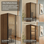 Módulo Cristaleira 70 cm 2 Portas Rustic/Preto Vidro Reflecta Bronze Vinil Madesa