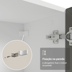 Cristaleira 70 cm 2 Portas de Vidro com Pés Cônicos Branco/Cinza/Branco Vik Madesa