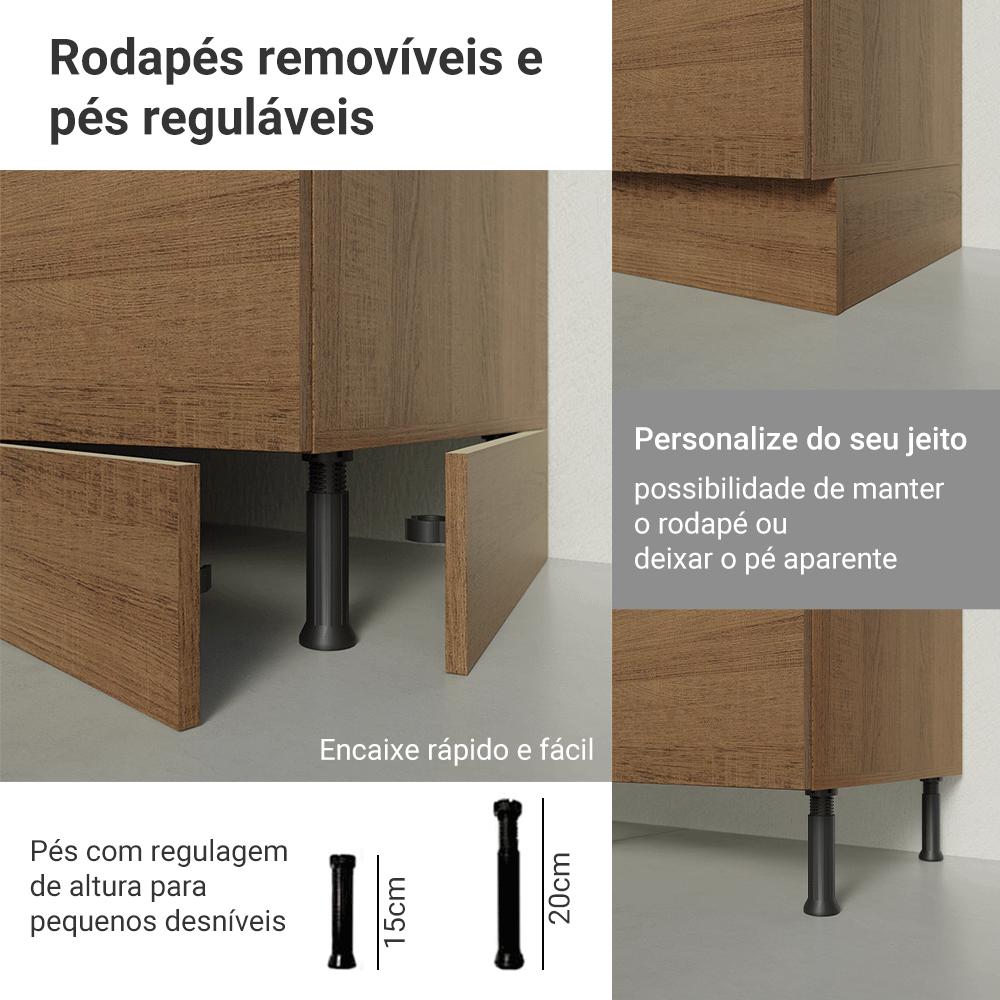 Paneleiro 40 cm 2 Portas e 2 Nichos Rustic Stella Madesa