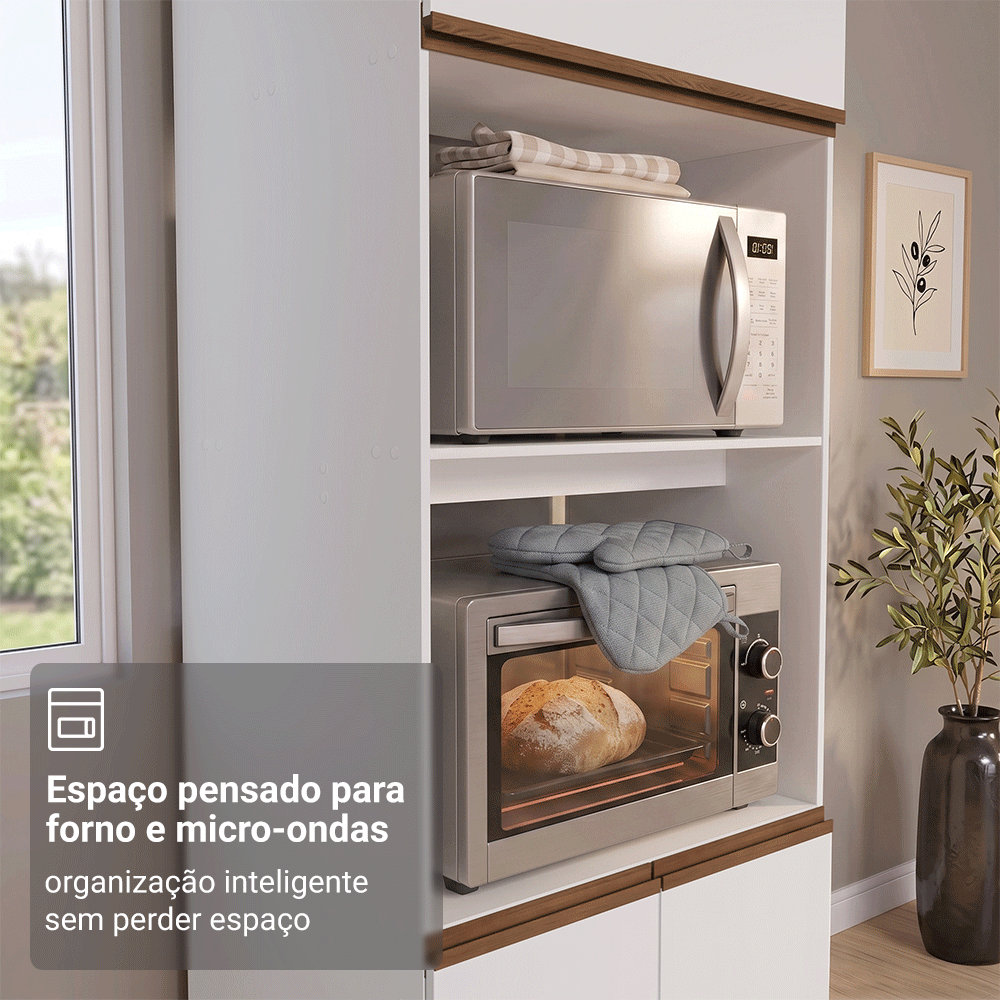 Torre Quente com 3 Portas 70 cm Branco Pieta Madesa