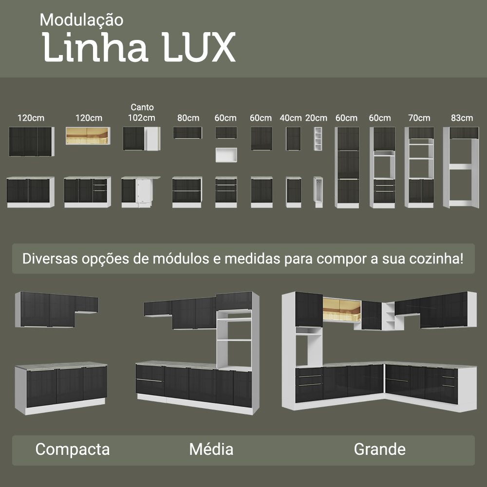 Porta-Geladeira 73 cm 1 Porta Basculante Preto/Branco/Preto Lux Madesa