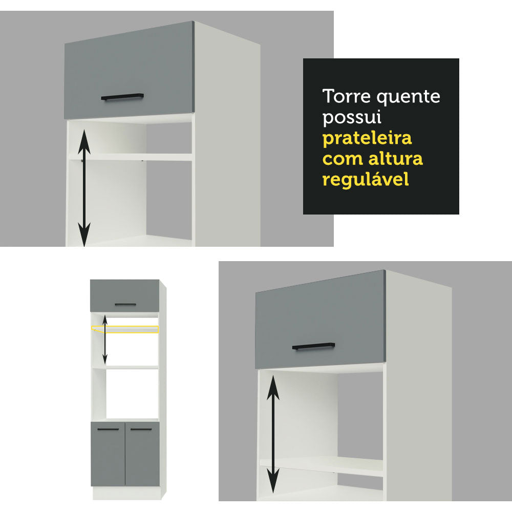 Armário de Cozinha Completa de Canto 399cm Branco Cinza Agata Madesa 01