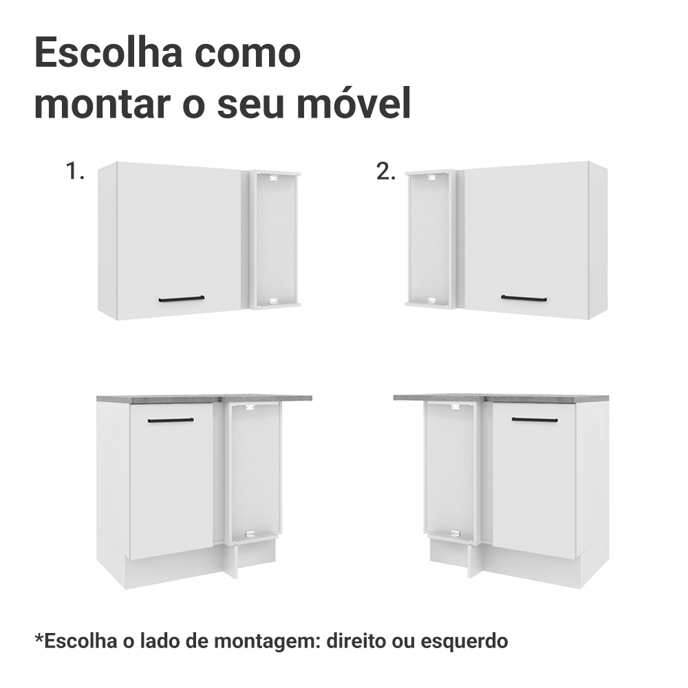 Armário de Cozinha Completa de Canto 399cm Branco Agata Madesa 02